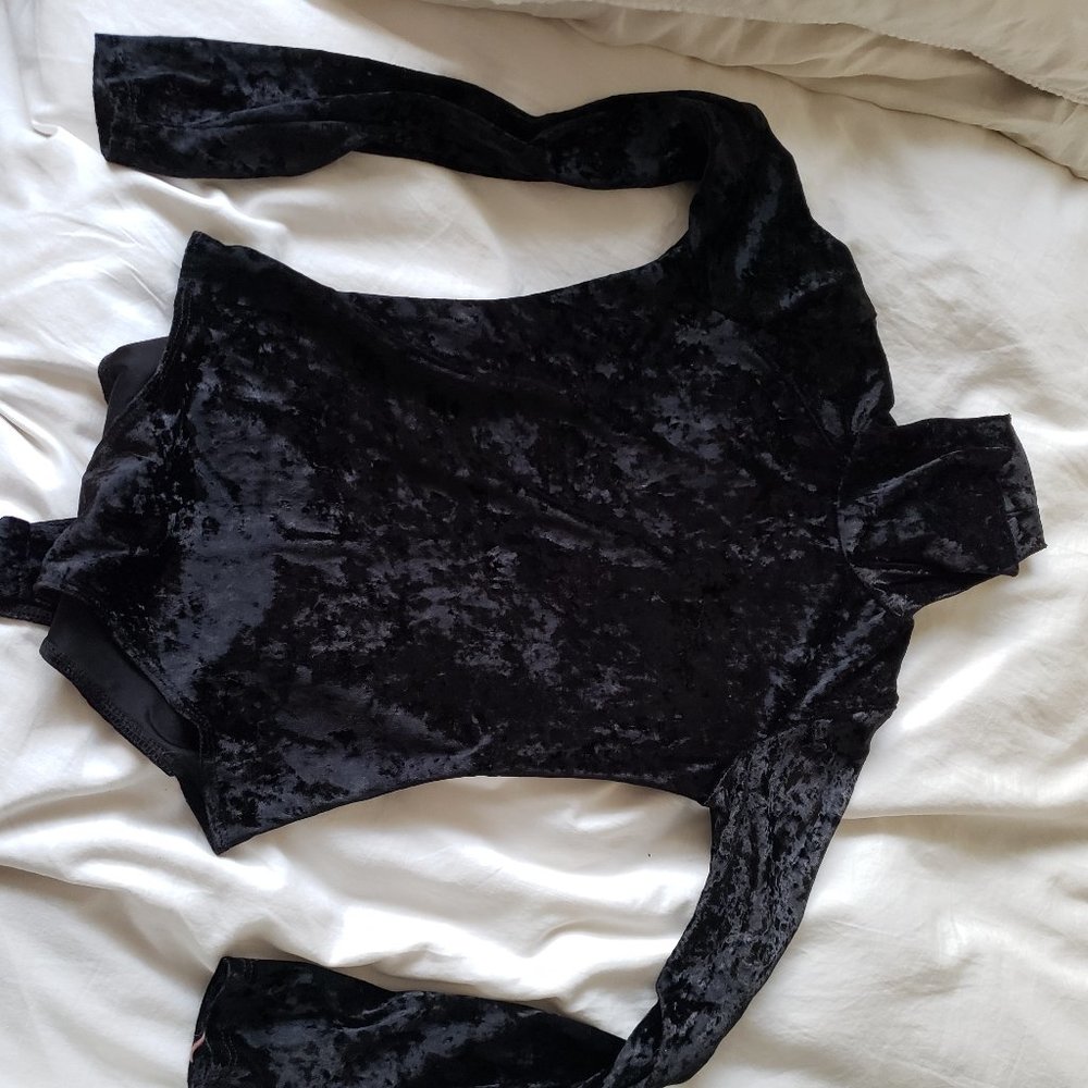 Crushed Velvet Turtleneck Leotard